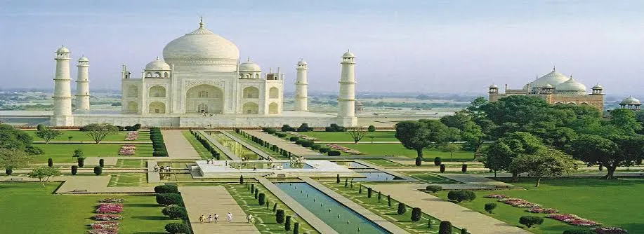 The Taj Mahal and gardens in Agra